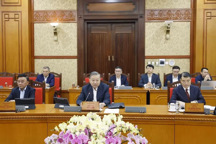 Tổng Bí thư Tô Lâm phát biểu tại cuộc họp