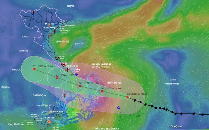 Hướng di chuyển của bão Kalmaegi