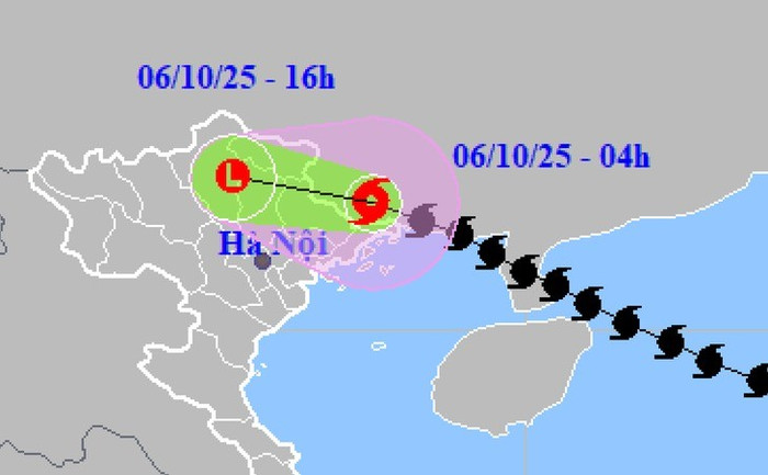 Dự báo vị trí và hướng di chuyển bão Matmo lúc 4h ngày 6/10