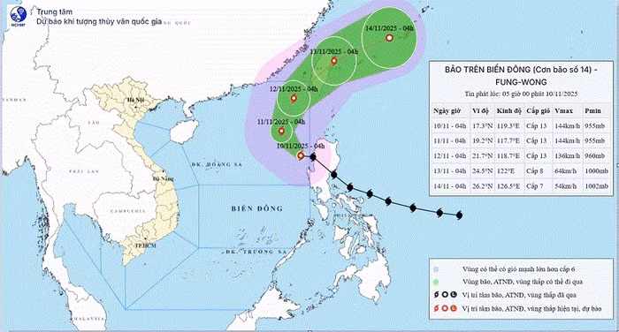 Bão Fung wong giật cấp 16, vào biển Đông và trở thành bão số 14