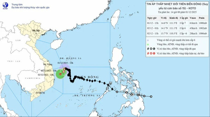 Bão số 15 suy yếu thành áp thấp nhiệt đới