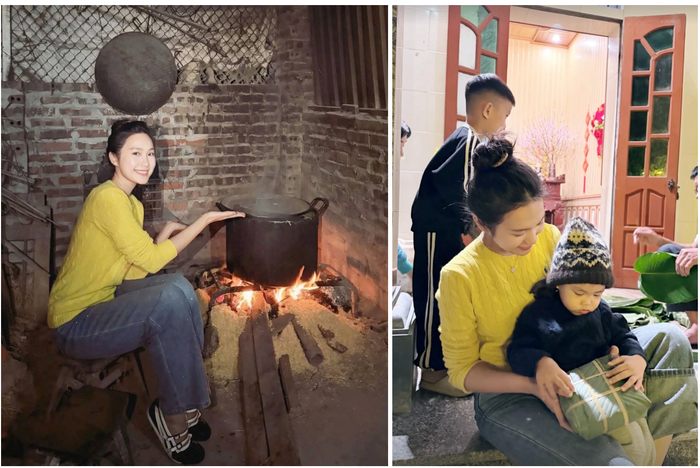 Vợ chồng Văn Hậu đã đưa con trai về quê anh ở Thái Bình (cũ) từ trước đó, cùng gia đình chuẩn bị cho Tết