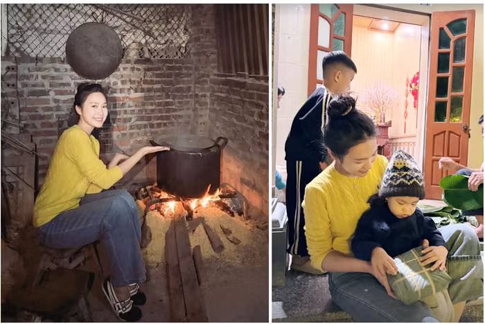 Vợ chồng Văn Hậu đã đưa con trai về quê anh ở Thái Bình (cũ) từ trước đó, cùng gia đình chuẩn bị cho Tết