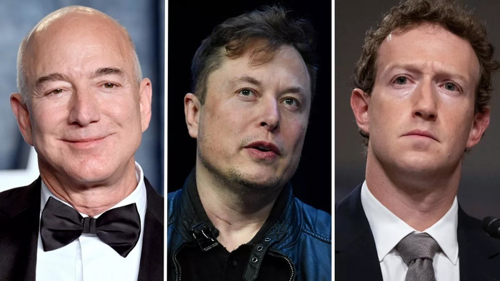 Tỷ phú Jeff Bezos, Elon Musk và Mark Zuckerberg (từ trái sang)