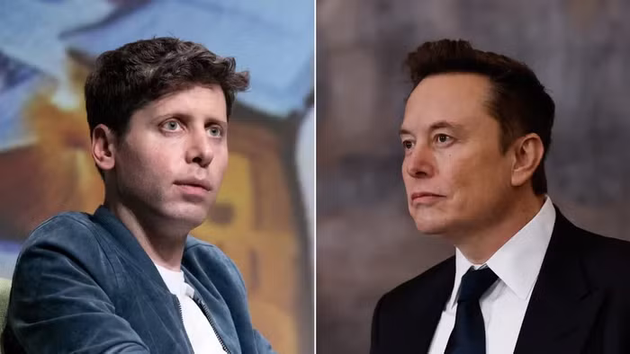 CEO OpenAI Sam Altman (bên trái) và tỷ phú Elon Musk