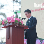 Tiến sĩ Nguyễn Huy Oanh, hiệu trưởng trường đại học Trưng Vương phát biểu tại sự kiện kỷ niệm 15 năm thành lập trường đại học Trưng Vương