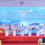 Thủ tướng Chính phủ Lê Minh Hưng và các đại biểu ấn nút khởi công các dự án