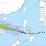 Hướng di chuyển của bão số 13 Kalmaegi, cập nhật chiều 5/11