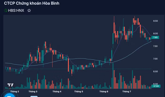 Biến động của cổ phiếu HBS trong 6 tháng qua