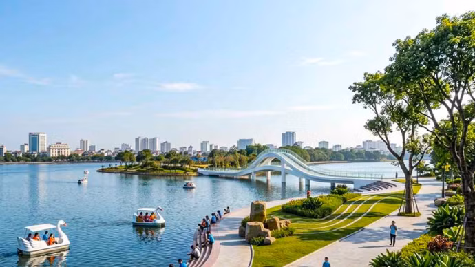 Phối cảnh minh họa không gian cảnh quan mặt nước hồ Thủ Lệ. Ảnh: Đơn vị tư vấn