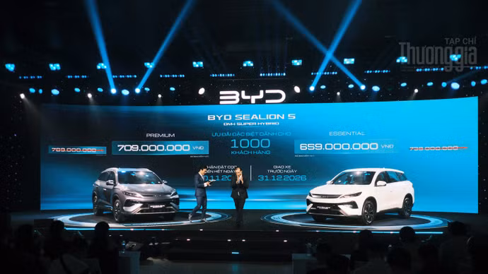BYD Sealion 5 có giá từ 659 triệu đồng, cạnh tranh trực tiếp với Mazda CX-5 và Ford Territory
